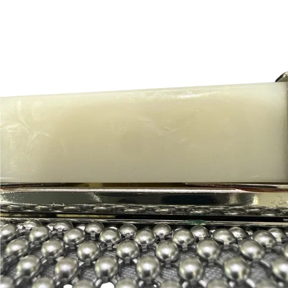Jessica McClintock Silver Mesh Clutch Crossover Shoulder Purse 1990’s Vintage - Picture 9 of 9